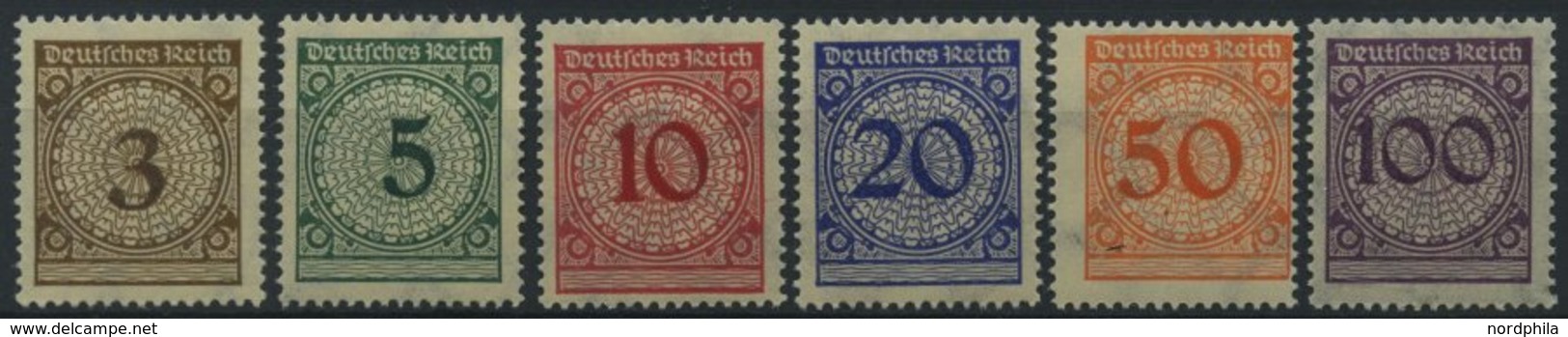 Dt. Reich 338-43 **, 1923, Ziffer, Prachtsatz, Mi. 110.- - Usati