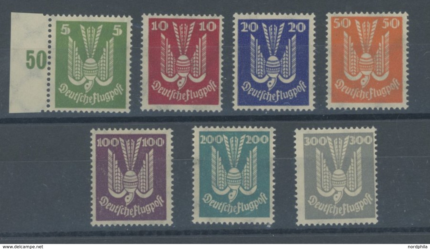 Dt. Reich 344-50 **, 1924, Holztaube, Postfrischer Prachtsatz, Unsigniert, Fotoattest H.G. Schlegel: Die Erhaltung Ist E - Used Stamps