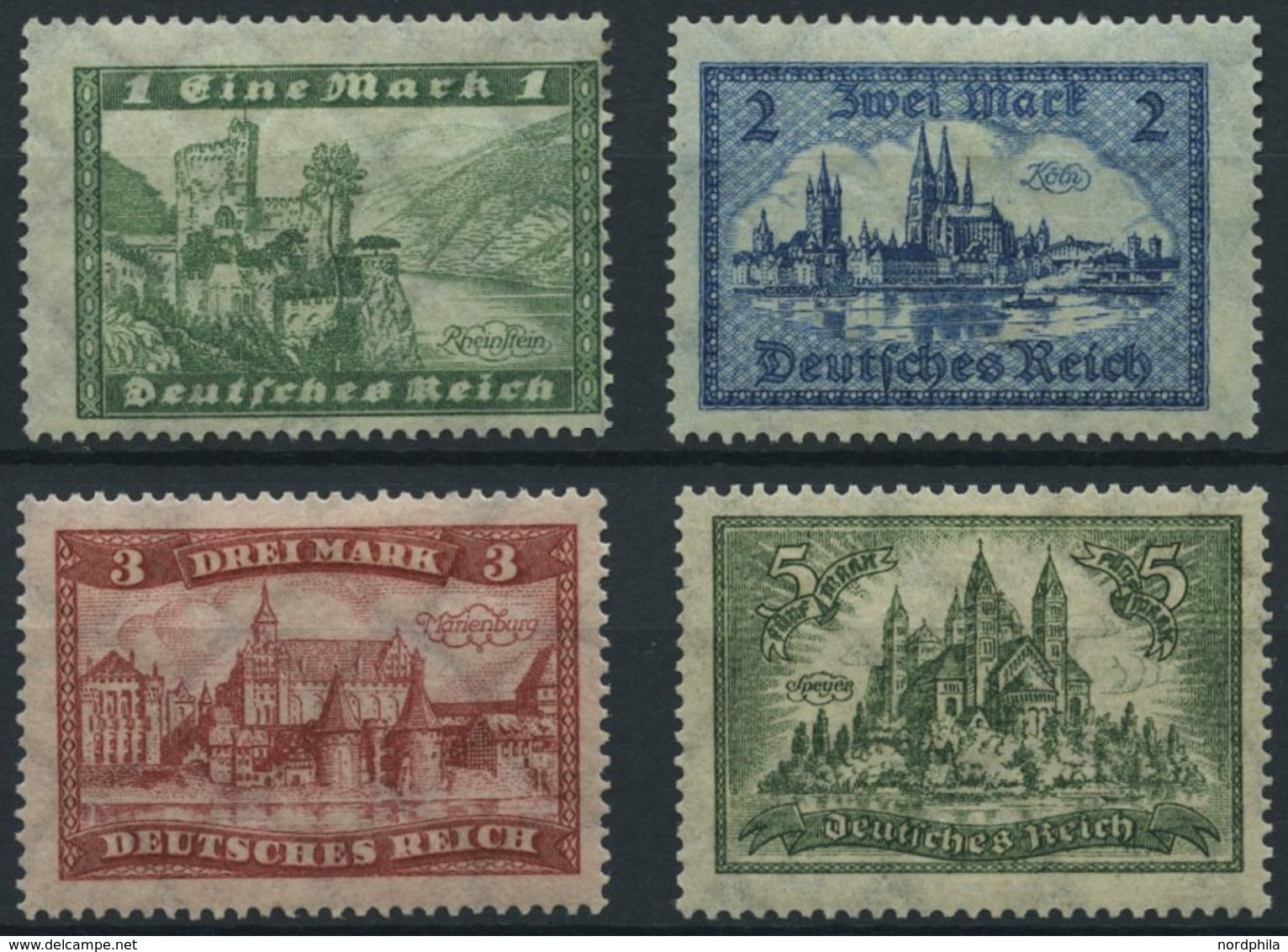 Dt. Reich 364-67 *, 1924, Bauwerke, Falzrest, Prachtsatz, Mi. 100.- - Used Stamps