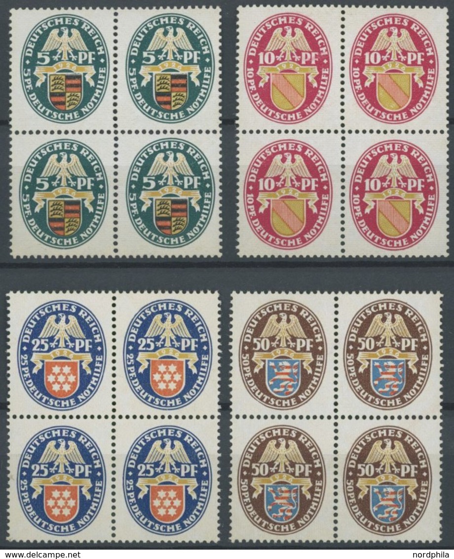 Dt. Reich 398-401 VB **, 1926, Nothilfe In Viererblocks, Prachtsatz, Mi. (920.-) - Oblitérés