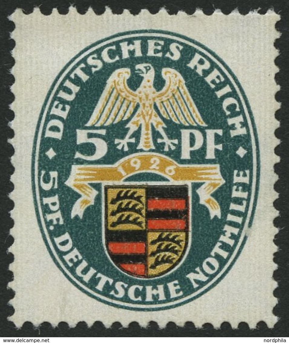 Dt. Reich 398X *, 1926, 5 Pf. Nothilfe, Wz. Stehend, Falzrest, Gummi Nicht Original, Pracht - Usati