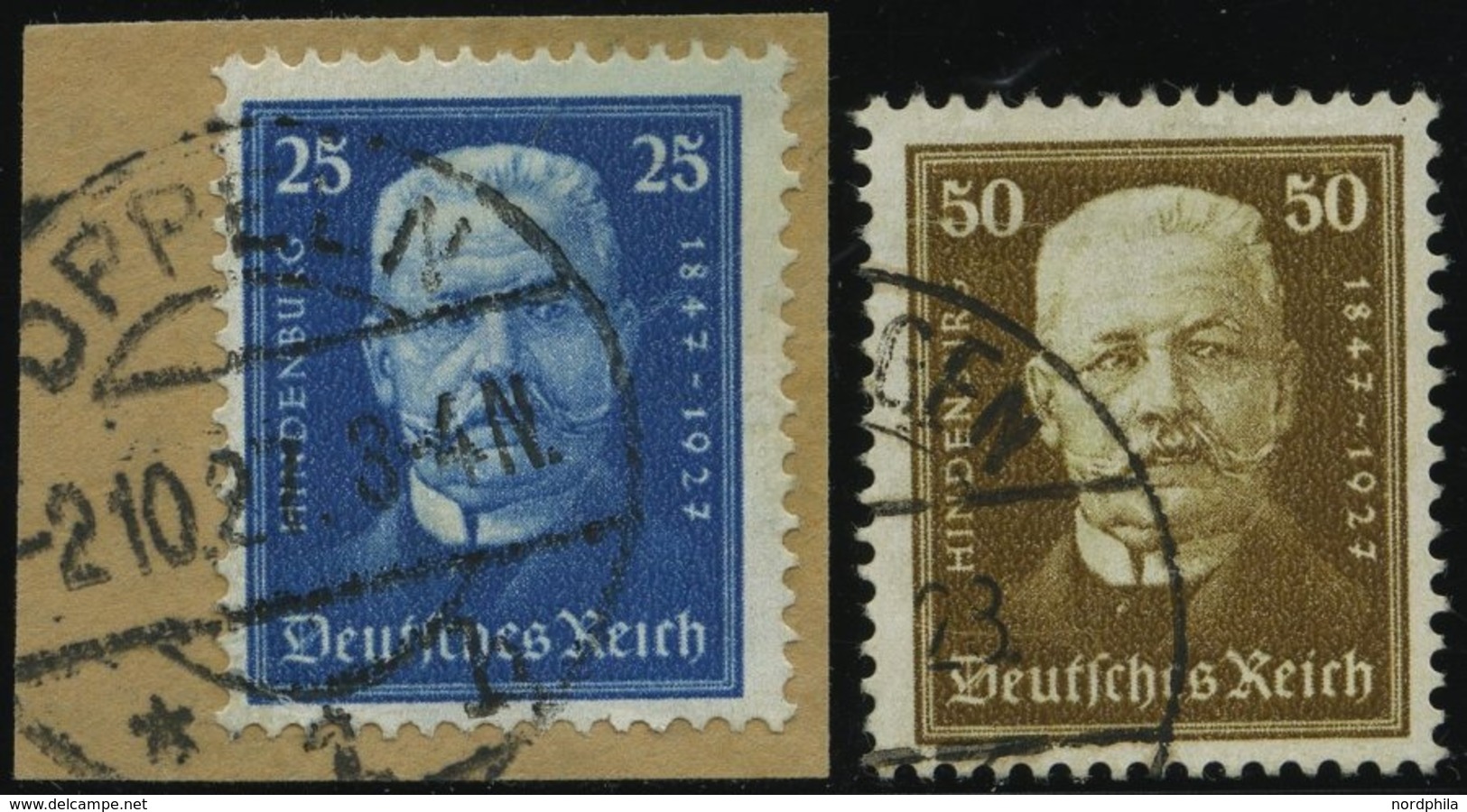 Dt. Reich 405BrfStk,406 O, 1927, 25 Und 50 Pf. Geburtstag, 2 Prachtwerte, Mi. 60.- - Usados