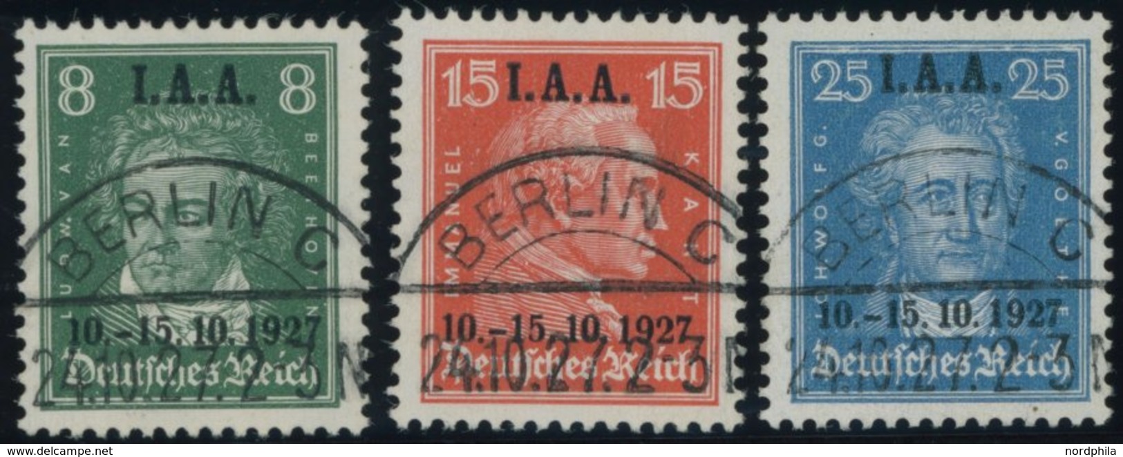 Dt. Reich 407-09 O, 1927, I.A.A., Prachtsatz, Mi. 250.- - Used Stamps