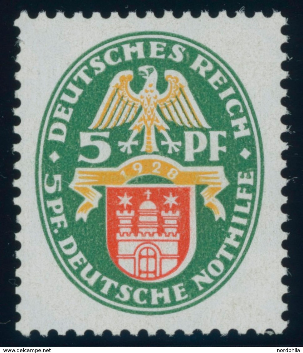 Dt. Reich 425X *, 1928, 5 Pf. Nothilfe, Wz. Stehend, Links Ein Kurzer Zahn Sonst Pracht, Fotoattest H.D. Schlegel, Mi. 4 - Oblitérés