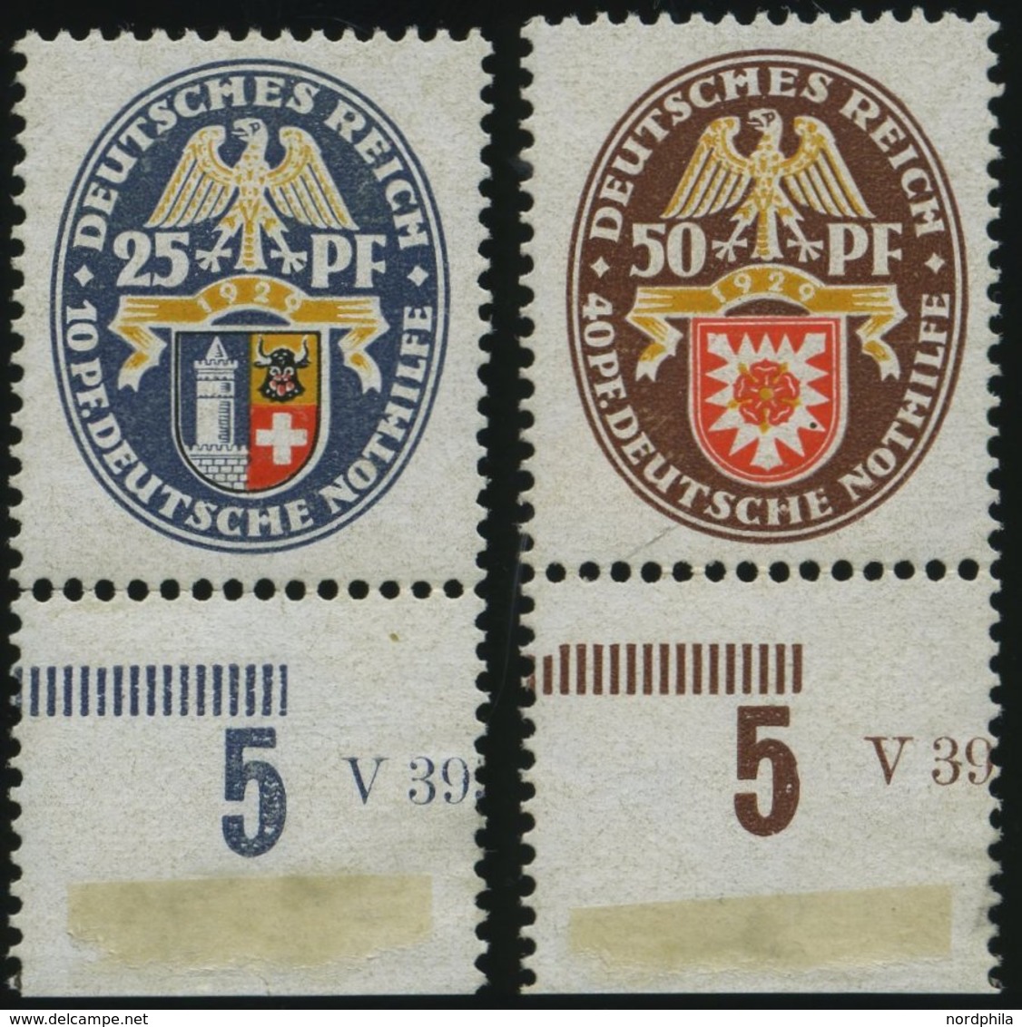 Dt. Reich 433/4 **, 1929, 25 Und 50 Pf. Nothilfe, 2 Prachtwerte, Mi. 230.- - Usati