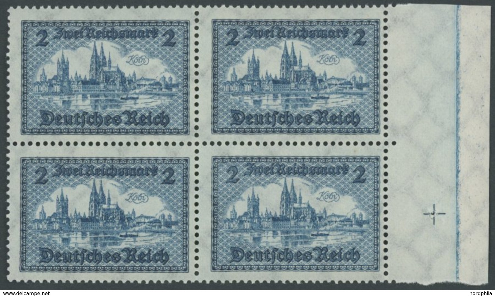 Dt. Reich 440 VB **, 1930, 2 RM Alt-Köln Im Randviererblock, Pracht, Mi. 560.- - Oblitérés