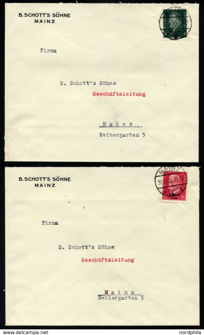 Dt. Reich 444/5 BRIEF, 1930, 30. Juni Je Auf FDC Aus Mainz, 2 Prachtbriefe, R!, Mi. 200.- - Usados