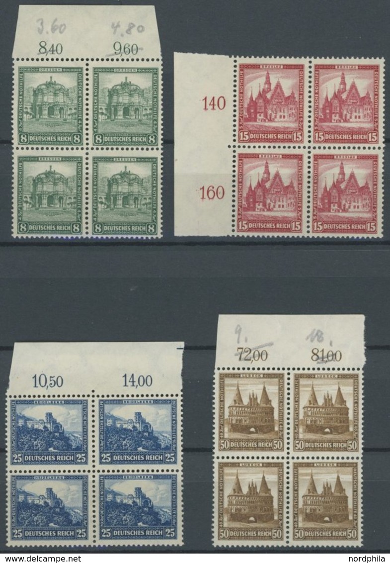 Dt. Reich 459-62 VB **, 1931, Nothilfe In Randviererblocks, Pracht, Mi. 960.- - Usados