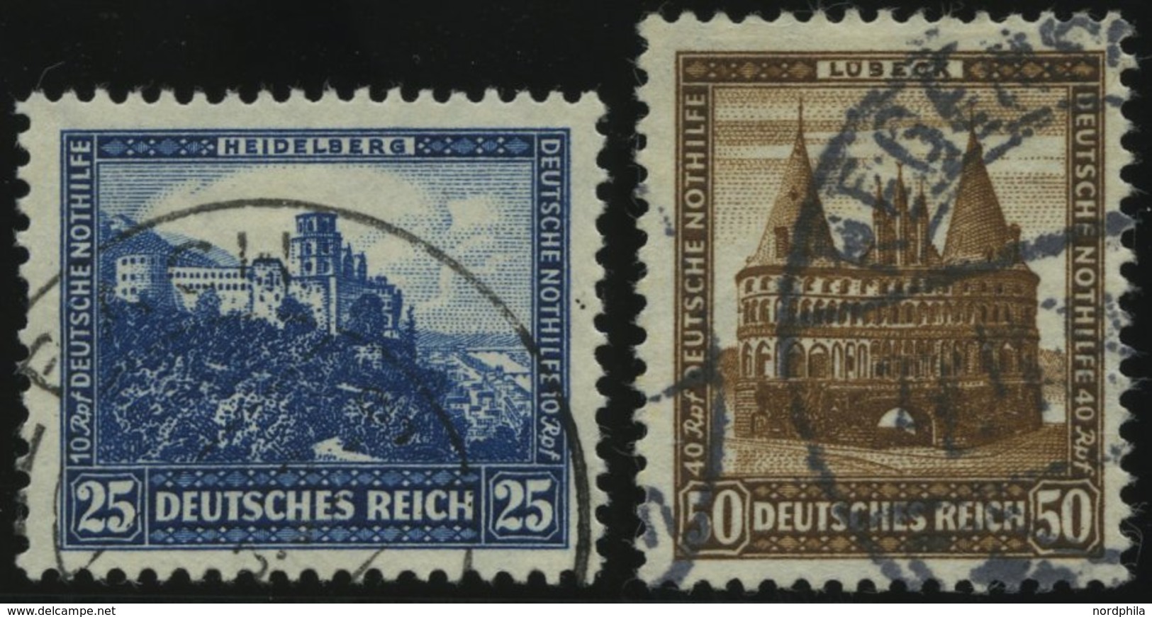 Dt. Reich 461/2 O, 1931, 25 Und 50 Pf. Nothilfe, Normale Zähnung, 2 Prachtwerte, Mi. 140.- - Usati