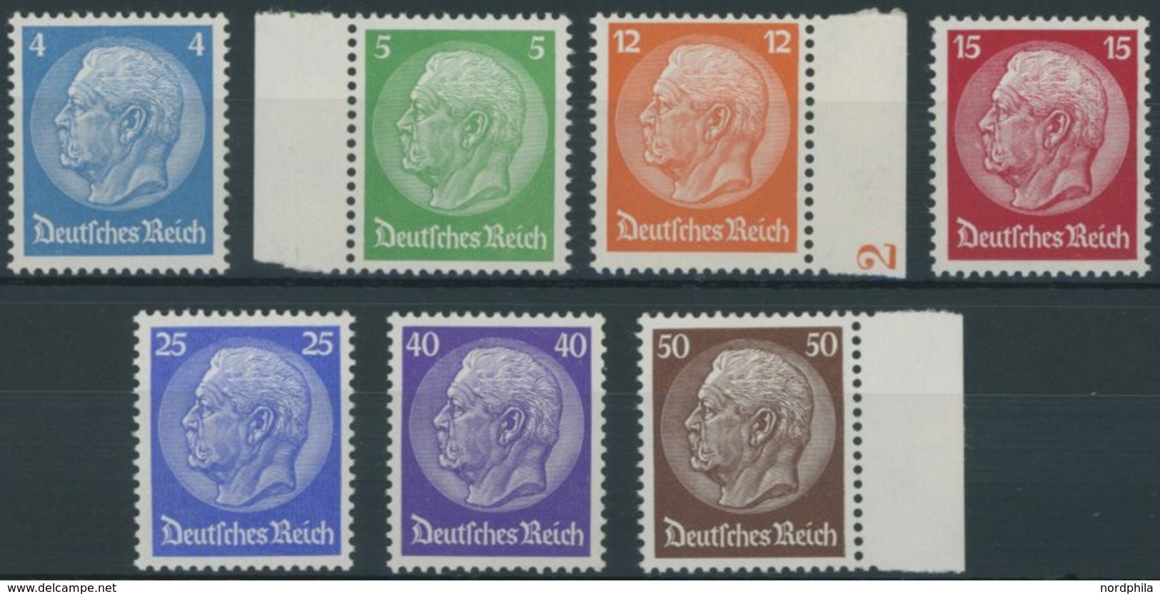 Dt. Reich 467-73 **, 1932, Hindenburg, Postfrischer Prachtsatz, Mi. 170.- - Usados