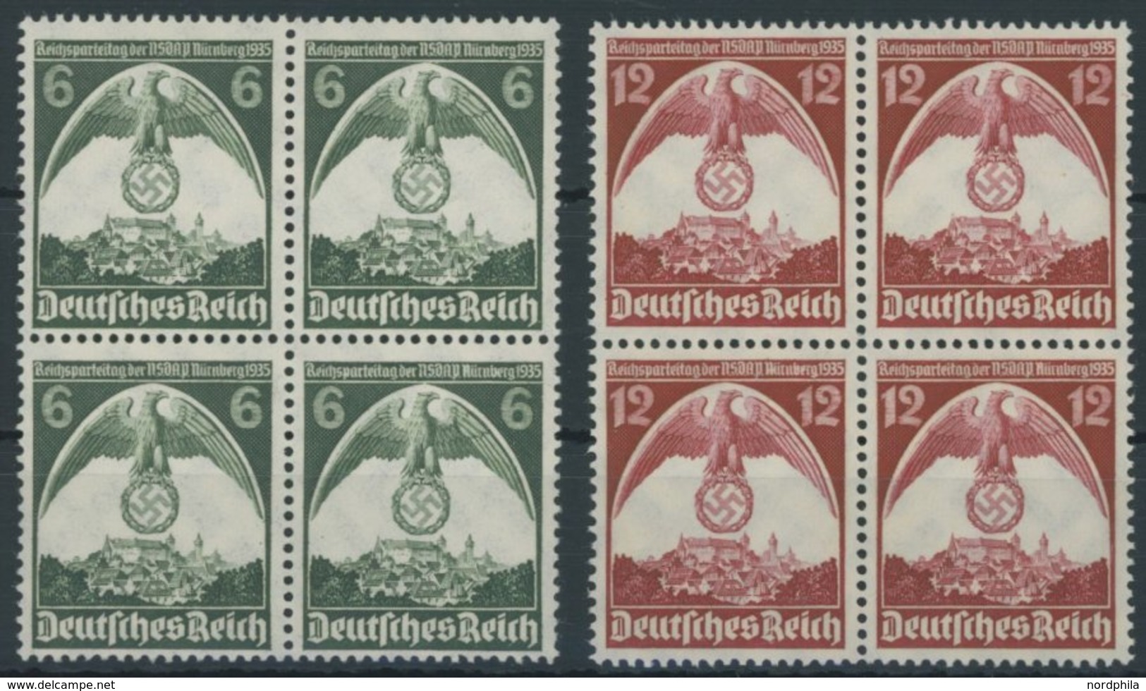 Dt. Reich 586/7 VB **, 1935, Nürnberger Parteitag In Viererblocks, Postfrisch, Pracht, Mi. 100.- - Other & Unclassified