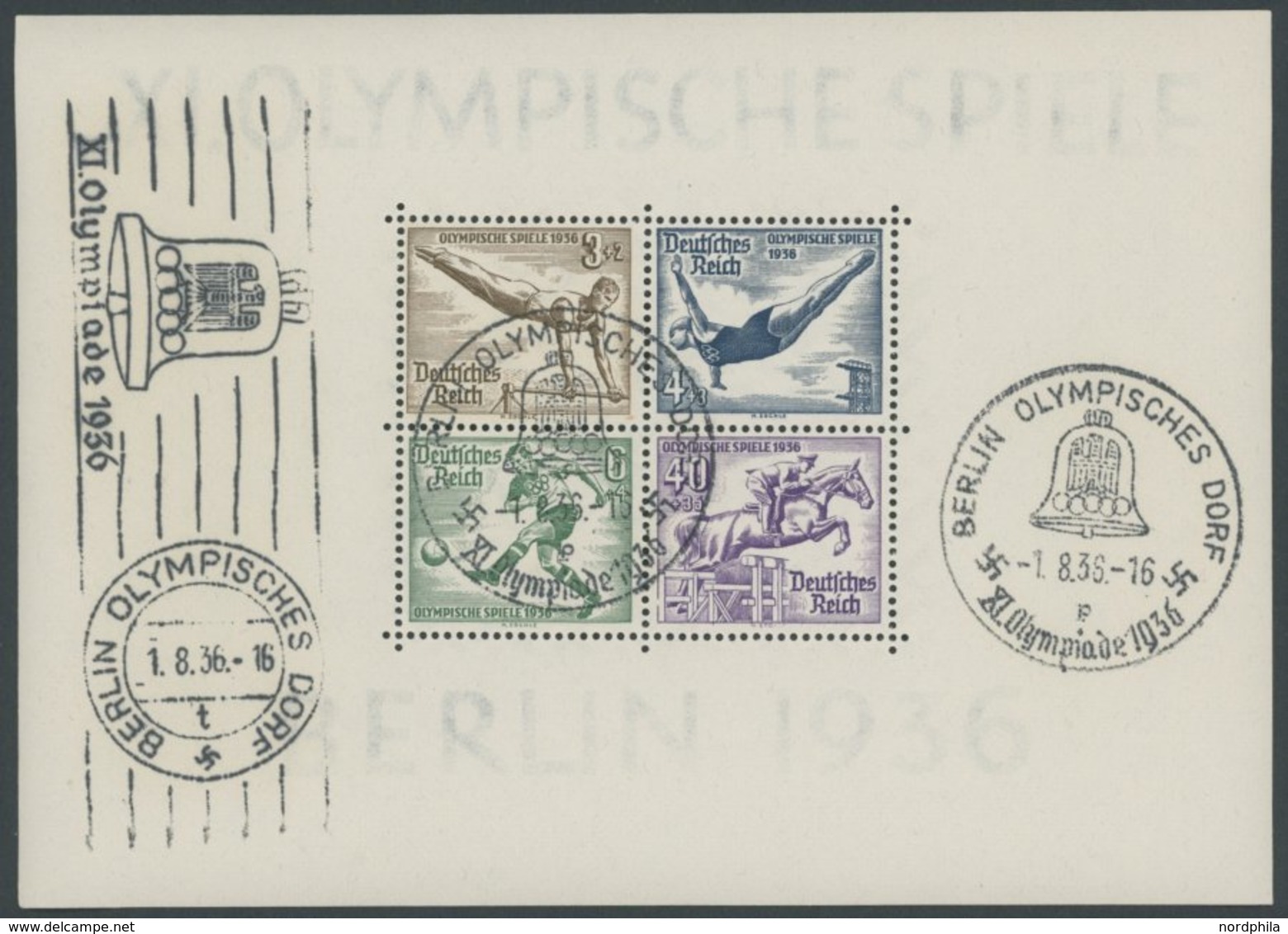 Dt. Reich Bl. 5/6 O, 1936, Blockpaar Olympische Spiele, Ersttags-Sonderstempel BERLIN OLYMPISCHES DORF Und Maschinenstem - Sonstige & Ohne Zuordnung