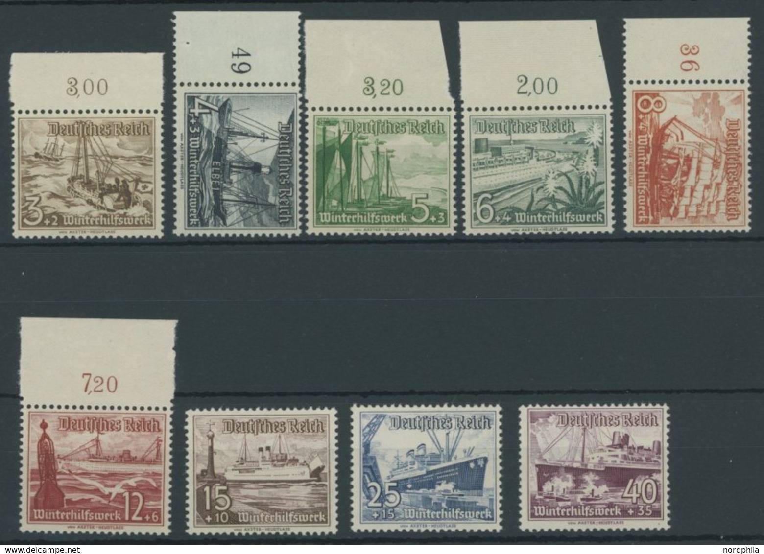 Dt. Reich 651-59 **, 1937, Schiffe, Postfrischer Prachtsatz, Mi. 100.- - Sonstige & Ohne Zuordnung