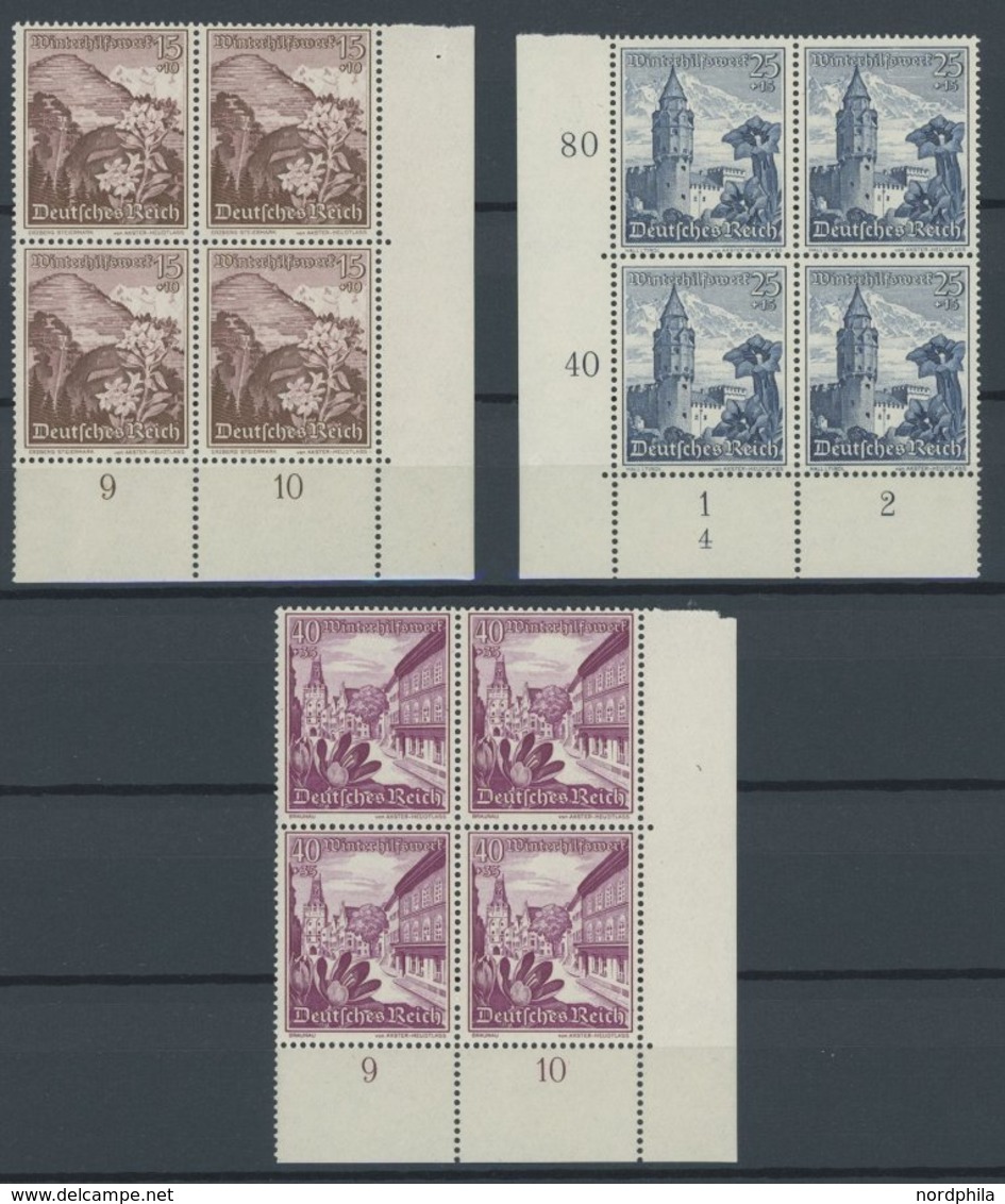 Dt. Reich 675-83 VB **, 1938, Ostmarklandschaften In Unteren Eckrandviererblocks, 3, 5, 8 Und 25 Pf. Mit Formnummer, Pos - Sonstige & Ohne Zuordnung