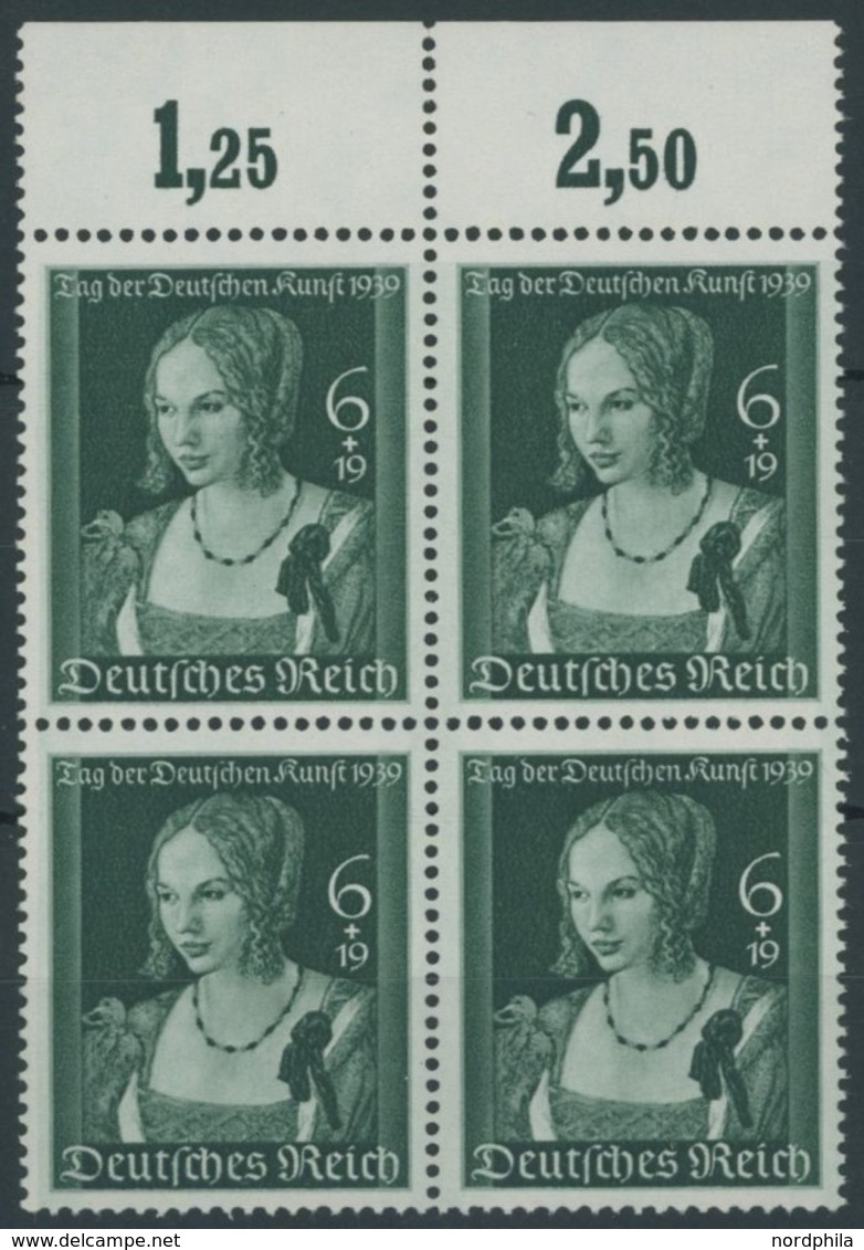 Dt. Reich 700 VB **, 1939, Tag Der Deutschen Kunst Im Oberrandviererblock, Postfrisch, Pracht, Mi. 140.- - Sonstige & Ohne Zuordnung