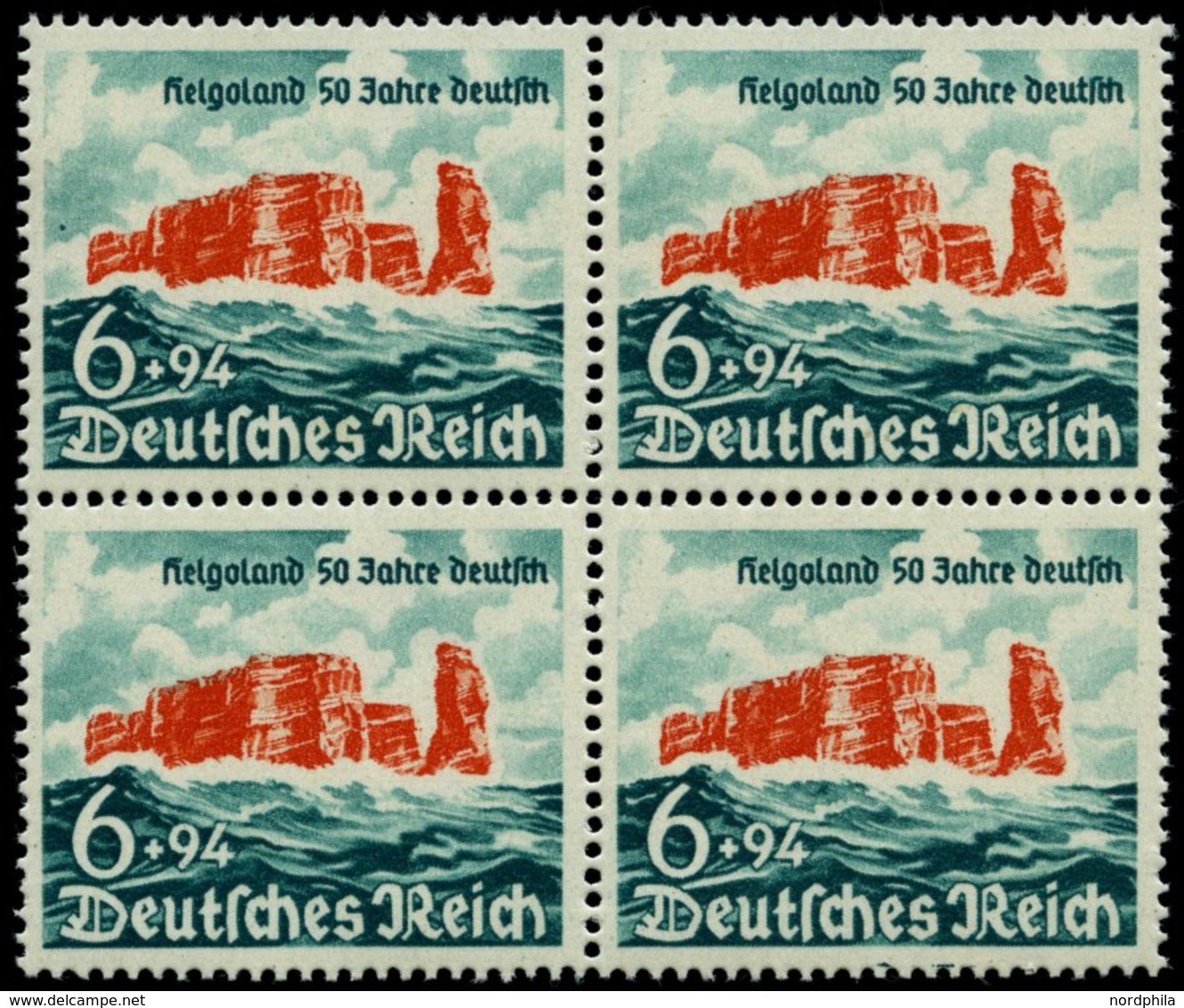 Dt. Reich 750 VB **, 1940, 6 Pf. Helgoland Im Viererblock, Pracht, Mi. 120.- - Altri & Non Classificati