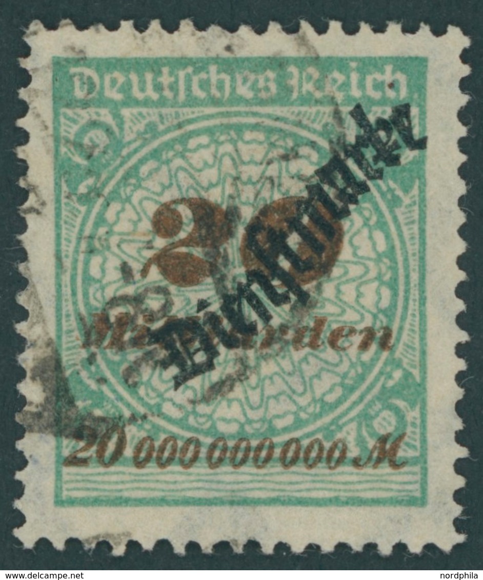 DIENSTMARKEN D 87 O, 1923, 20 Mrd. M. Opalgrün, Pracht, Gepr. Peschl, Mi. 200.- - Service