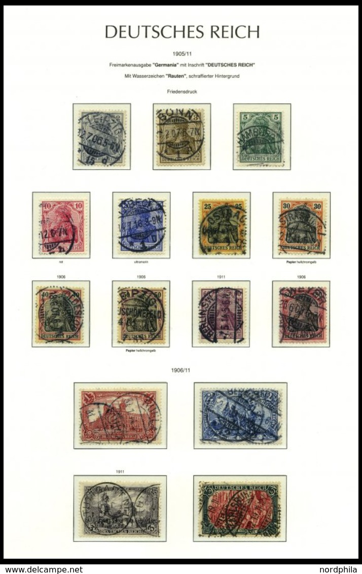 SAMMLUNGEN O, Sauber Gestempelte Sammlung Dt. Reich Von 1872-1918 Im Leuchtturm Falzlosalbum, Brustschilde Bis Auf Nr. 2 - Usati