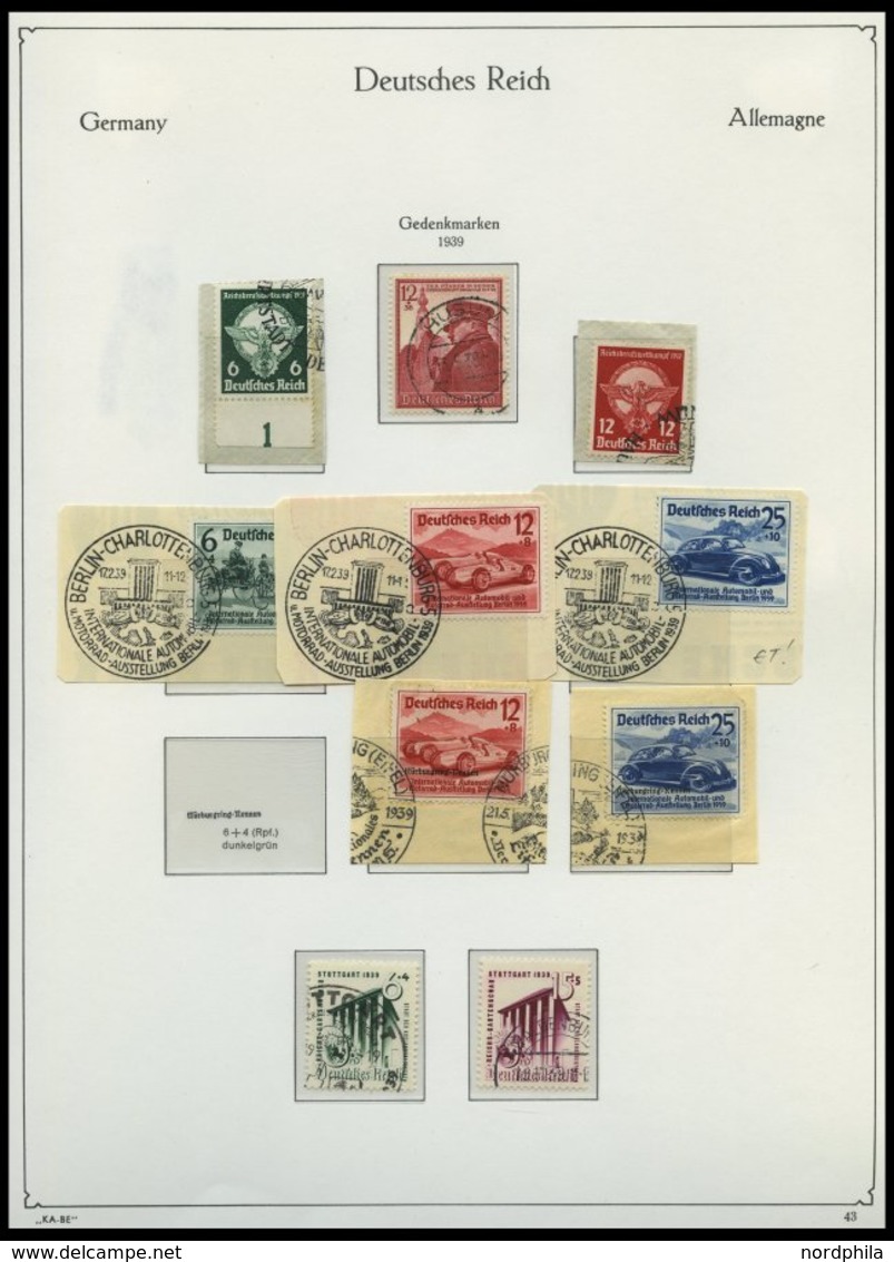 SAMMLUNGEN O,BrfStk , 1933-45, Gestempelte Sammlung Dt. Reich Im KA-BE Falzlosalbum Mit Vielen Guten Mittleren Ausgaben, - Used Stamps