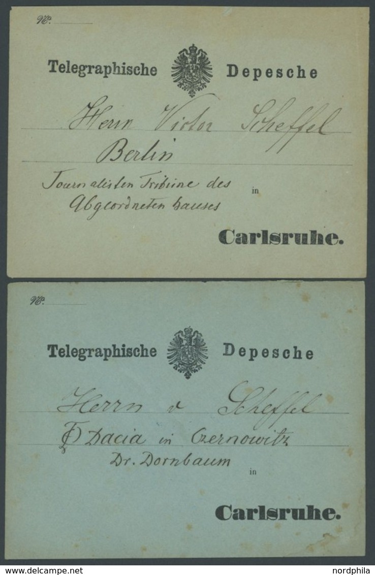 LOTS Ca. 1860-70, Telegraphische Depesche Carlsruhe, 6 Depeschen An Den Schriftsteller Und Dichter Victor Von Scheffel,  - Altri & Non Classificati