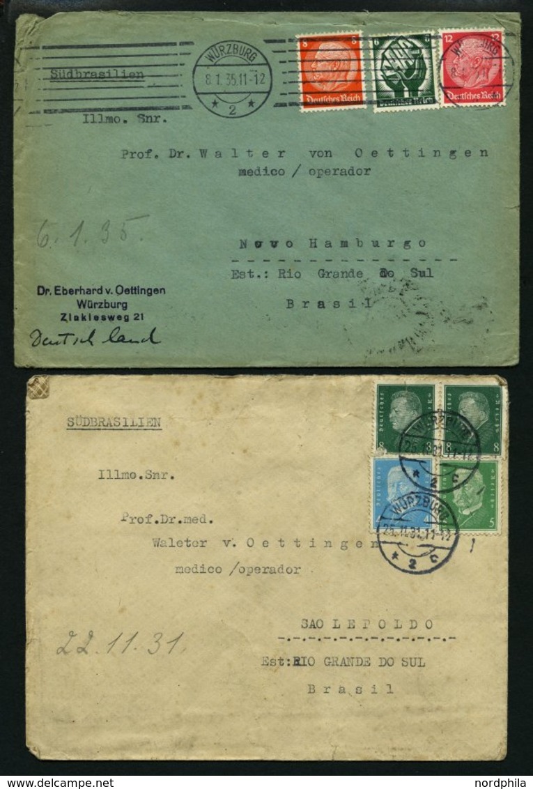 LOTS ca. 1930-32, 20 Briefe nach Brasilien mit verschiedenen Frankaturen, etwas unterschiedlich