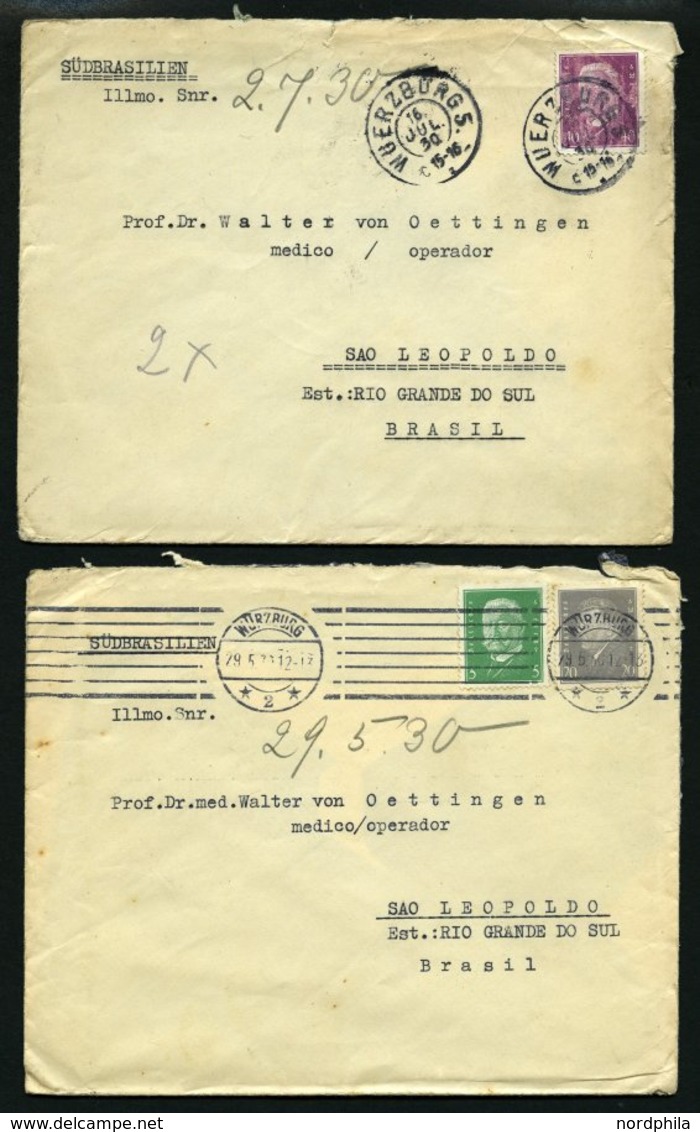 LOTS ca. 1930-32, 20 Briefe nach Brasilien mit verschiedenen Frankaturen, etwas unterschiedlich