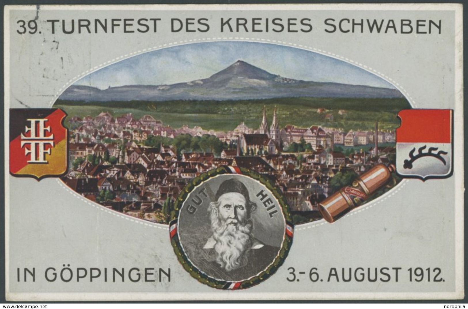 GANZSACHEN PP 27C156 BRIEF, Privatpost: 1912, 5 Pf. Germania 39. Turnfest Des Kreises Schwaben In Göppingen 3.-6. August - Autres & Non Classés