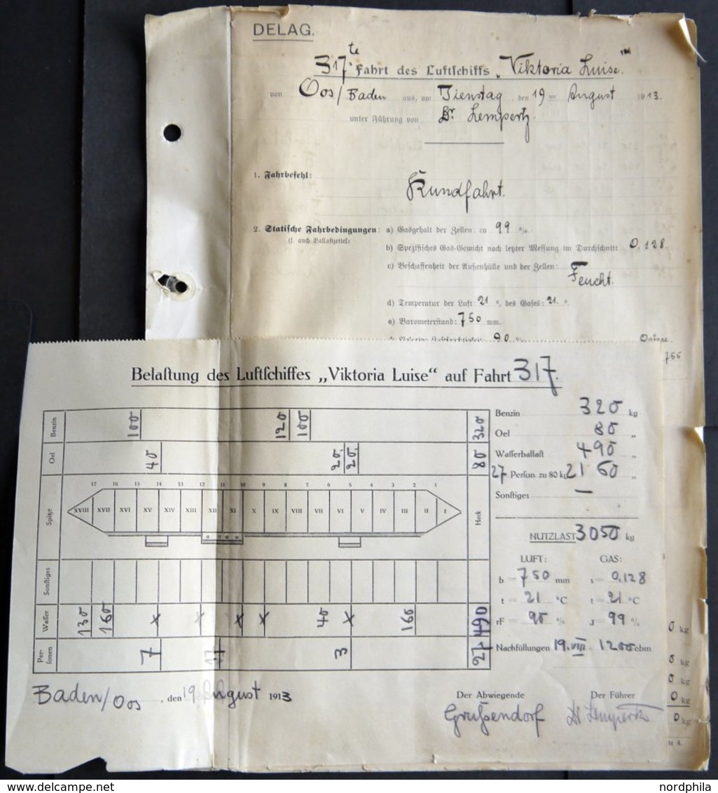 ZEPPELINPOST Brief , 19.8.-29.10.1913, LZ 11 Viktoria Luise, 59 Fahrtberichte, Ausgestellt Von Den Führern Dr. Lempertz  - Airmail & Zeppelin