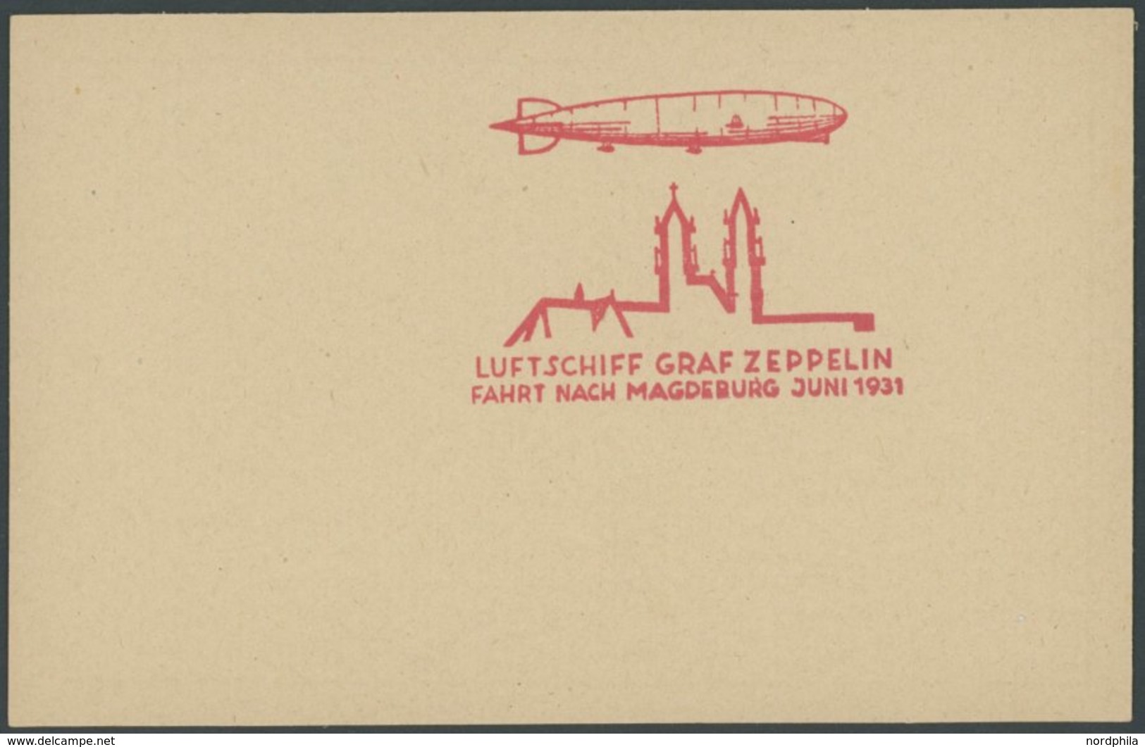 ZEPPELINPOST Brief , 1931, Magdeburgfahrt, Original Musterabschlag Des Roten Sonderbestätigungsstempels, Blanko Prachtka - Airmail & Zeppelin