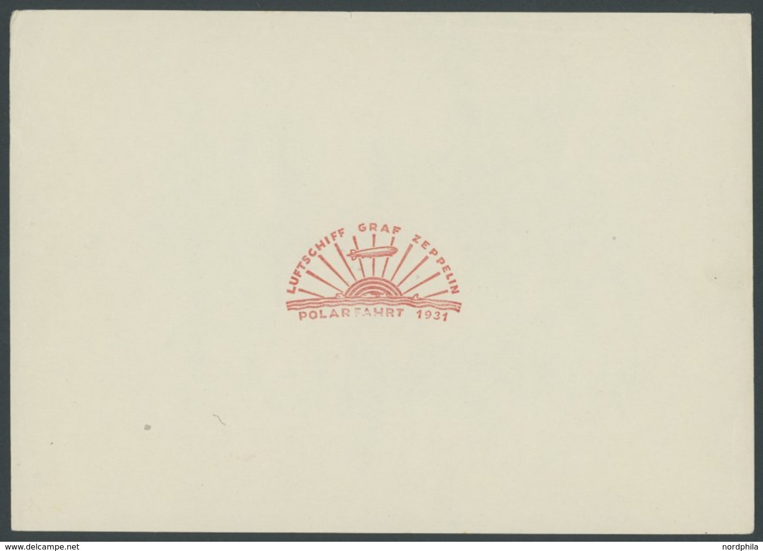 ZEPPELINPOST Brief , 1931, Polarfahrt, Original Musterabschlag Des Sonderbestätigungsstempels In Zinnober Statt Lilarot  - Posta Aerea & Zeppelin
