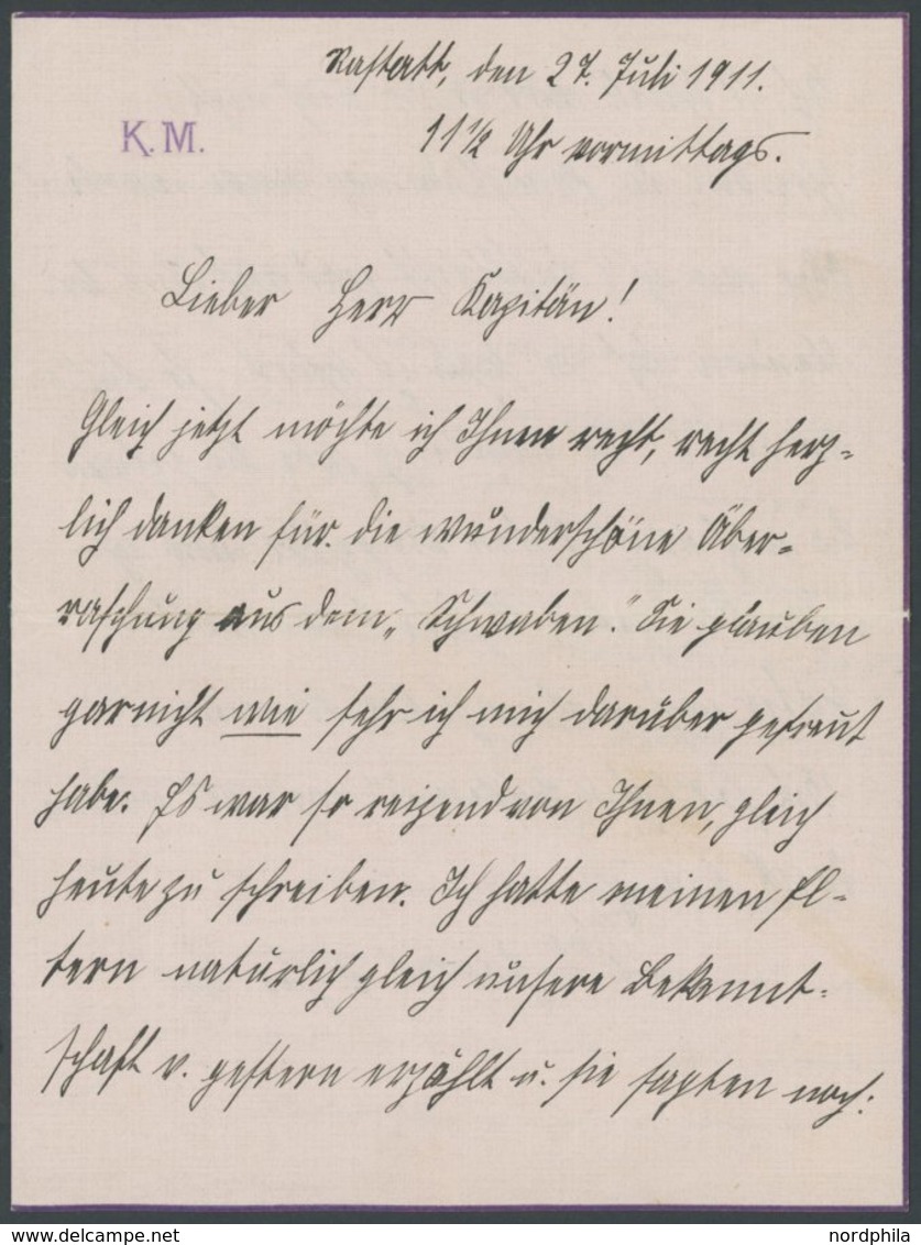 ZEPPELINPOST 1911, Luftschiff Schwaben, Dankesschreiben Zweier Besucherinnen Nach Besichtigung In Baden-Oos An Den 1. Ze - Poste Aérienne & Zeppelin