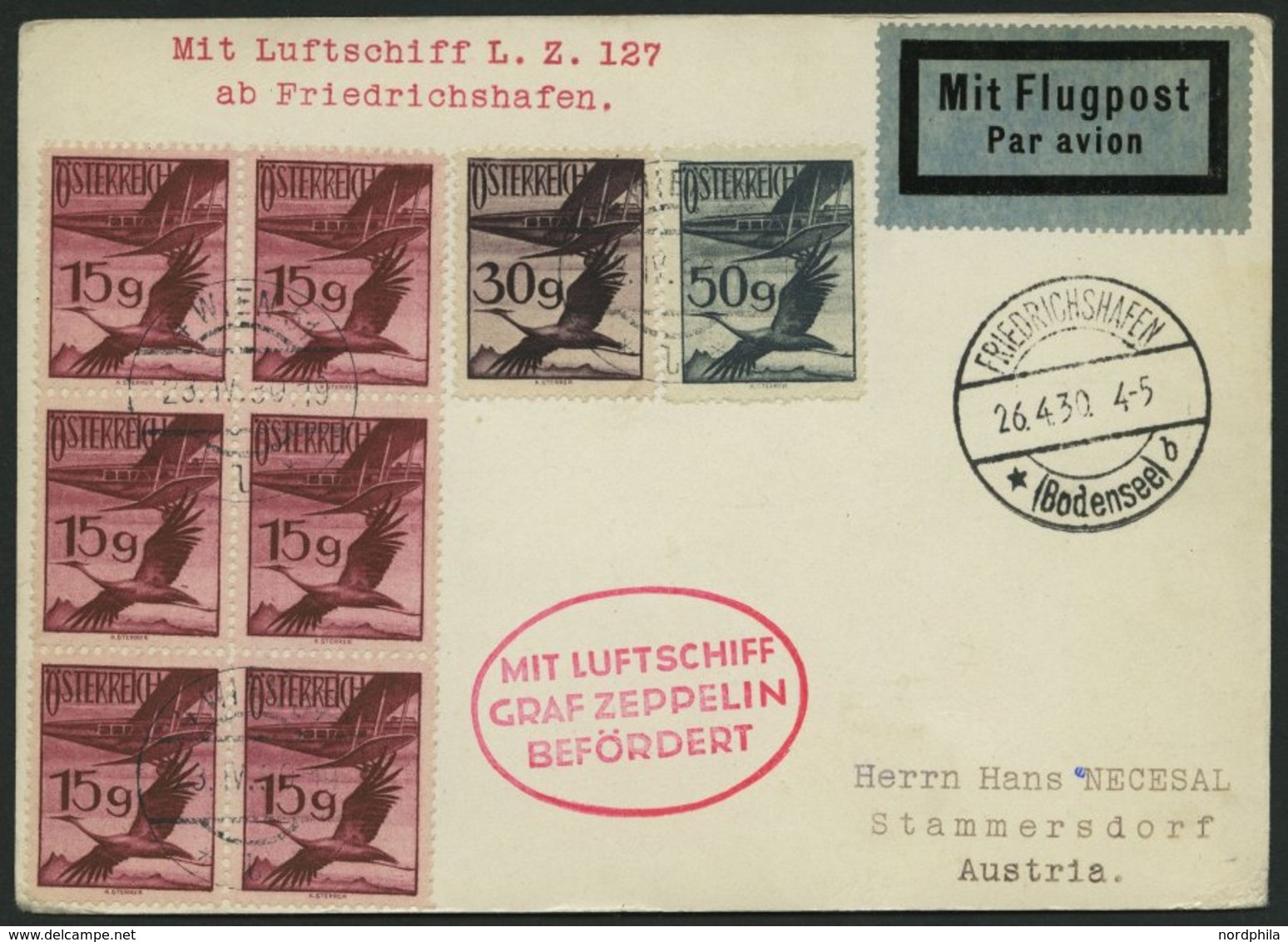 ZULEITUNGSPOST 55 BRIEF, Österreich: 1930, Englandfahrt, Karte Feinst - Posta Aerea & Zeppelin