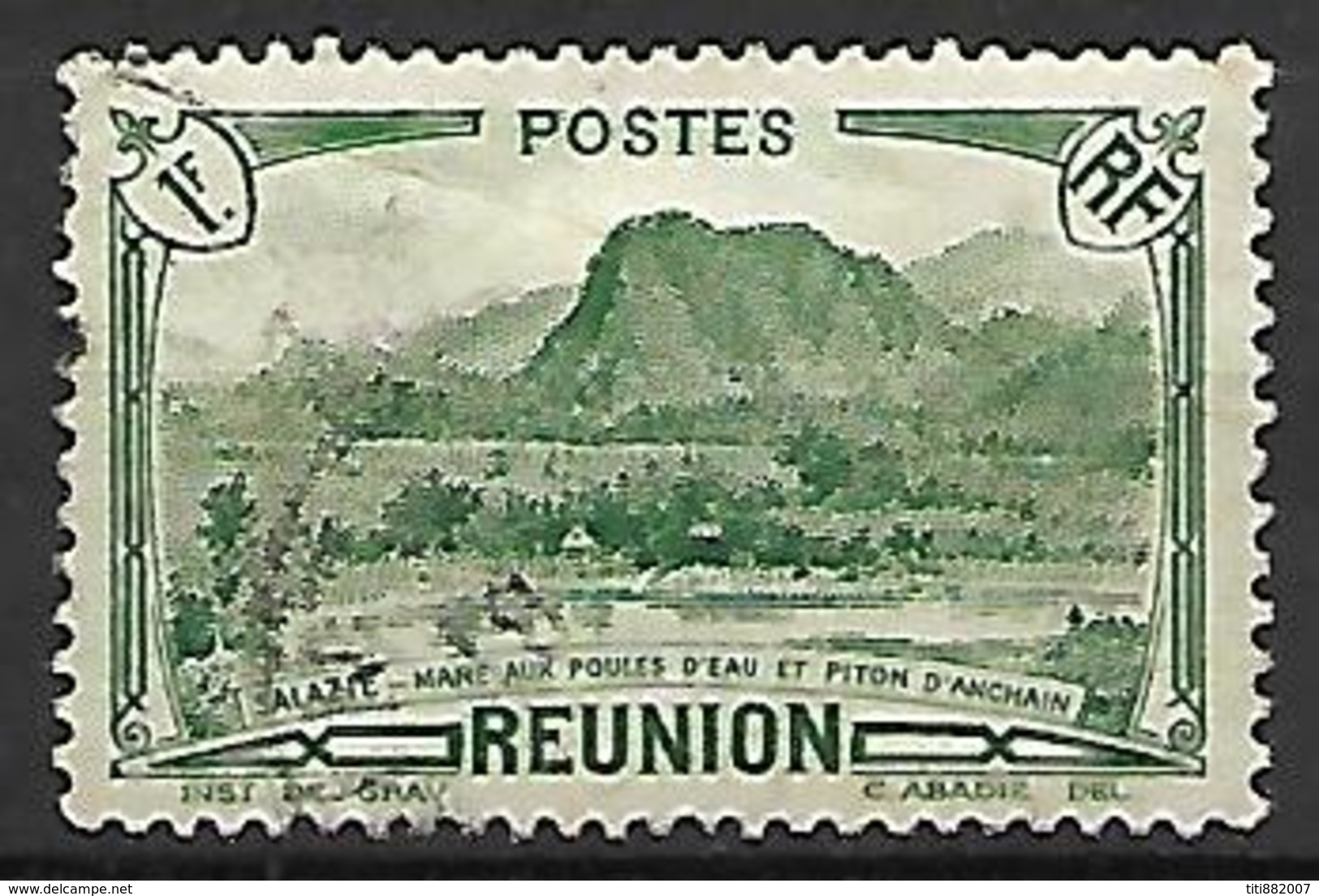 REUNION   -   1933 .  Y&T N° 140 Oblitéré.   Salazie, Mare Aux Poules D'eau Et Piton D' Anchain. - Used Stamps