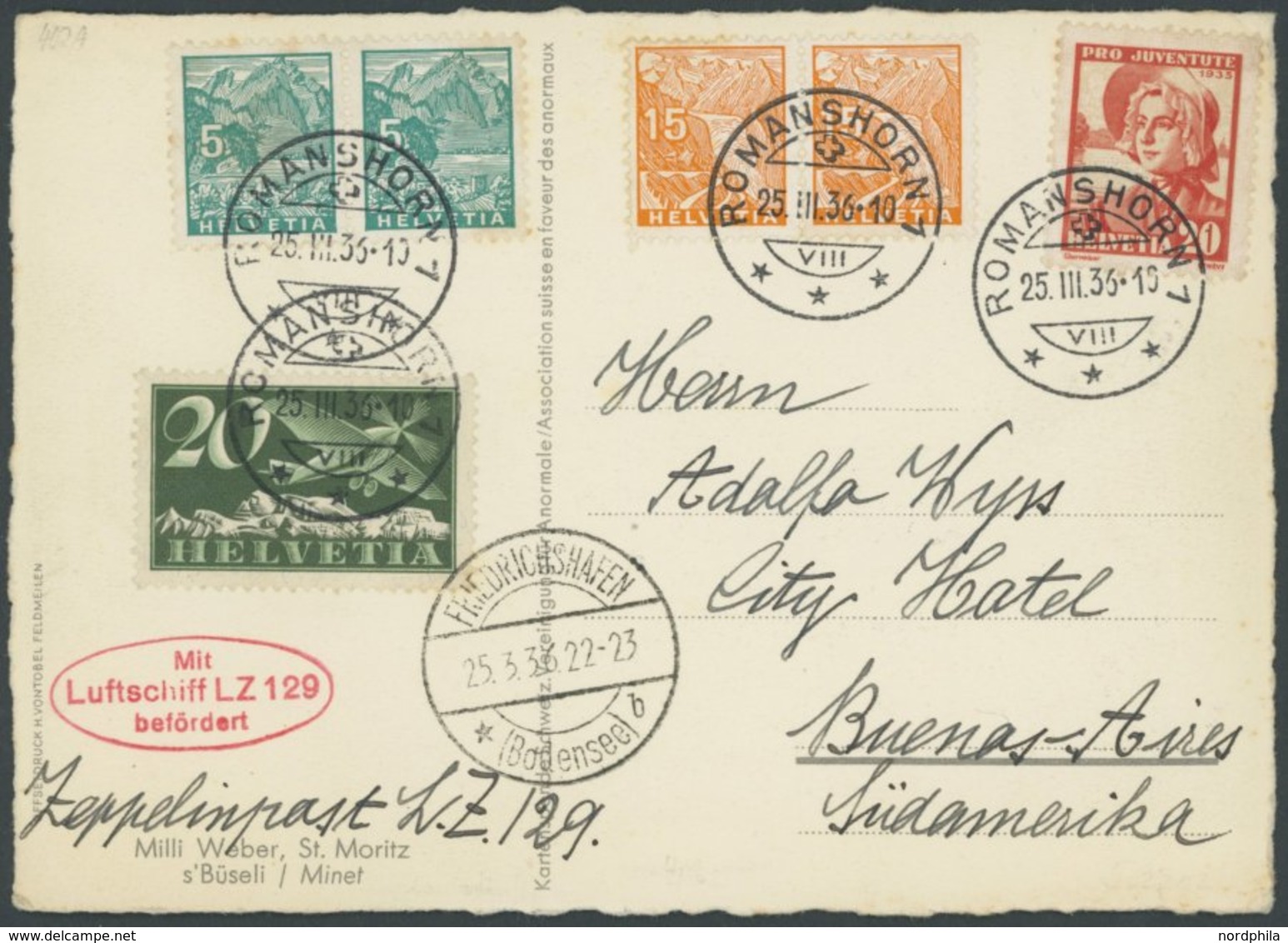 ZULEITUNGSPOST 402 BRIEF, Schweiz: 1936, Deutschlandfahrt, Prachtkarte - Poste Aérienne & Zeppelin