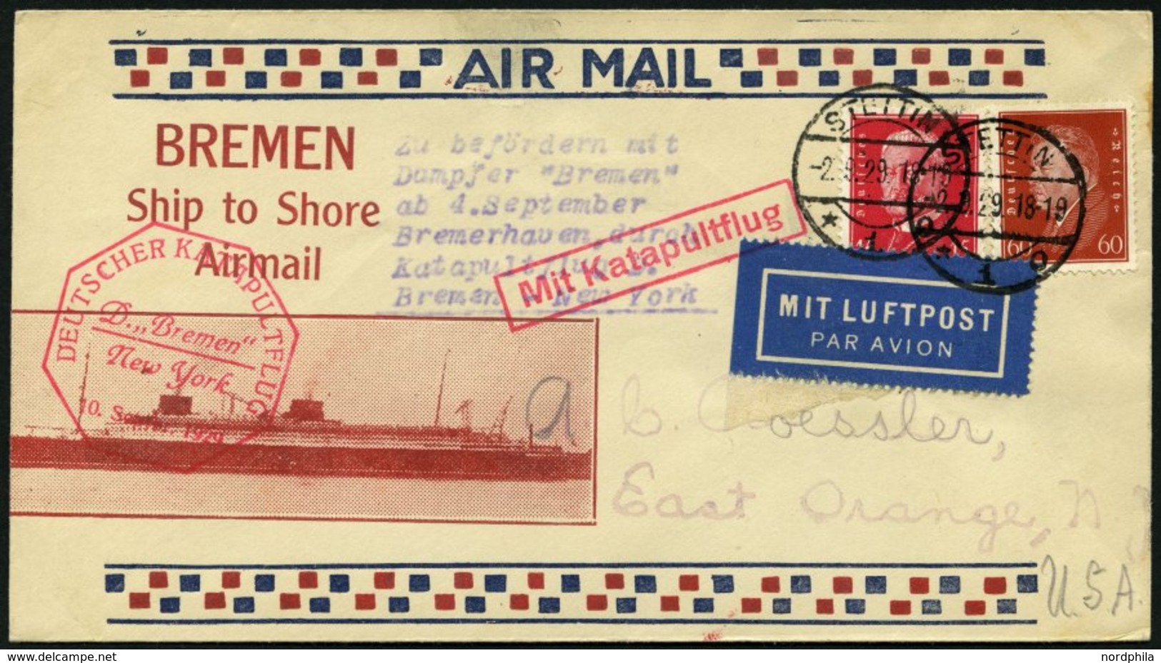 KATAPULTPOST 5a BRIEF, 9.9.1929, &quot,Bremen&quot, - Bremen, Landpostaufgabe, Brief Feinst - Storia Postale