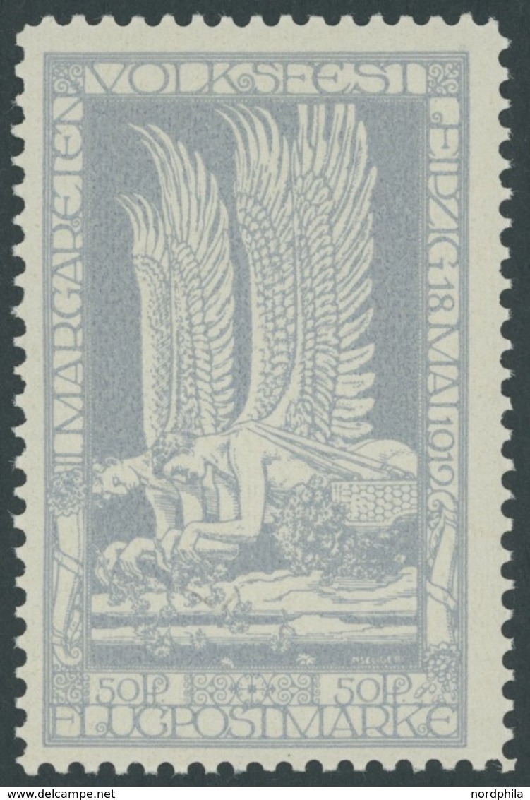 HALBAMTLICHE FLUGMARKEN 4a **, 1912, 50 Pf. Hellblau Margaretenfest, Postfrisch, Pracht, Mi. 130.- - Aerei