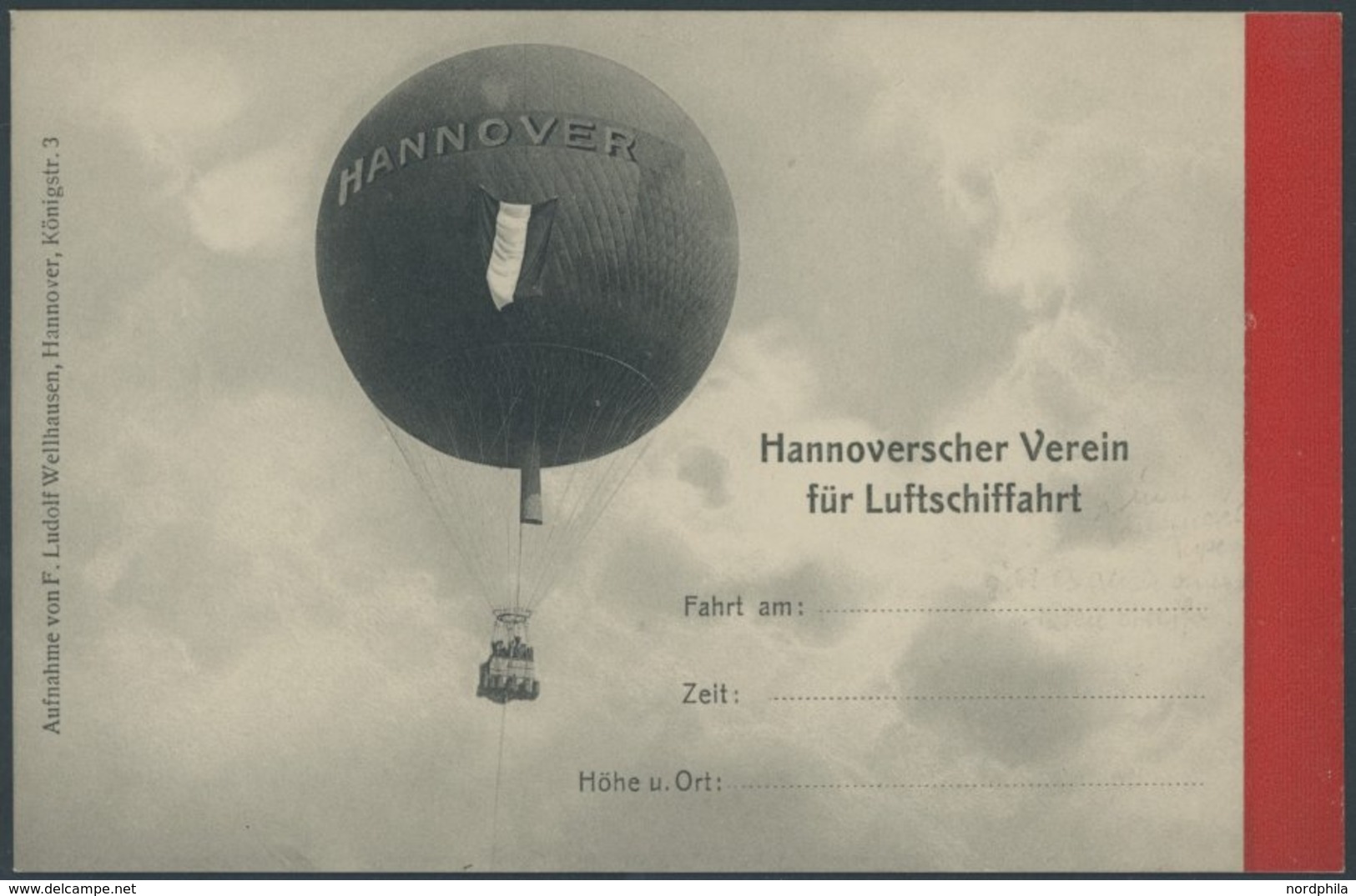 BALLON-FAHRTEN 1897-1916 1912/4, Hannoverscher Verein Für Luftschiffahrt, Blanko Ballonpostkarte Hannover, Pracht - Fesselballons