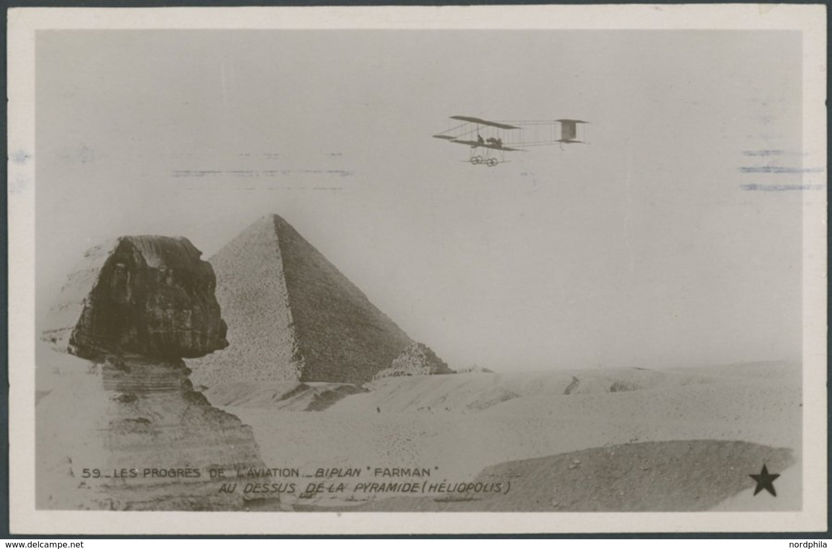 ALTE ANSICHTSKARTEN 1910, Farman Doppeldecker Vor Pyramide, Fotokarte Der Flugwoche In Heliopolis/Ägypten Nach Kopenhage - Autres & Non Classés