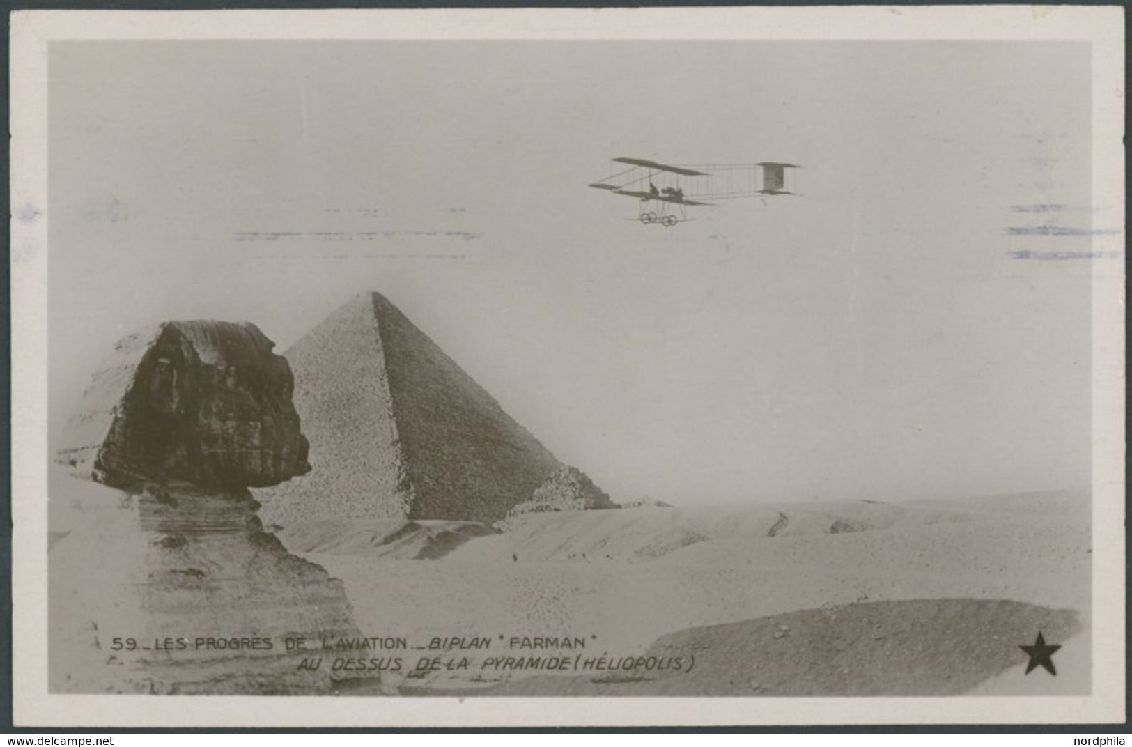 ALTE ANSICHTSKARTEN 1910, Farman Doppeldecker Vor Pyramide, Fotokarte Der Flugwoche In Heliopolis/Ägypten Nach Kopenhage - Altri & Non Classificati