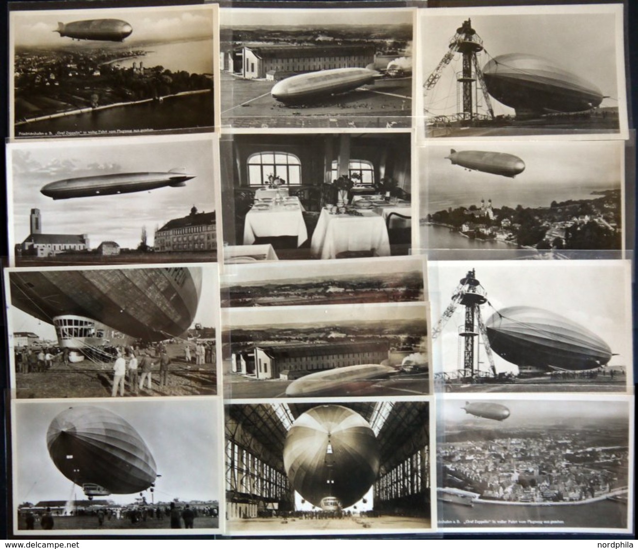 ALTE ANSICHTSKARTEN 1928/39, Zeppelin- Bzw. Luftschiffwerft Besucherstempel Auf 13 Fast Nur Verschiedenen Ansichtskarten - Autres & Non Classés