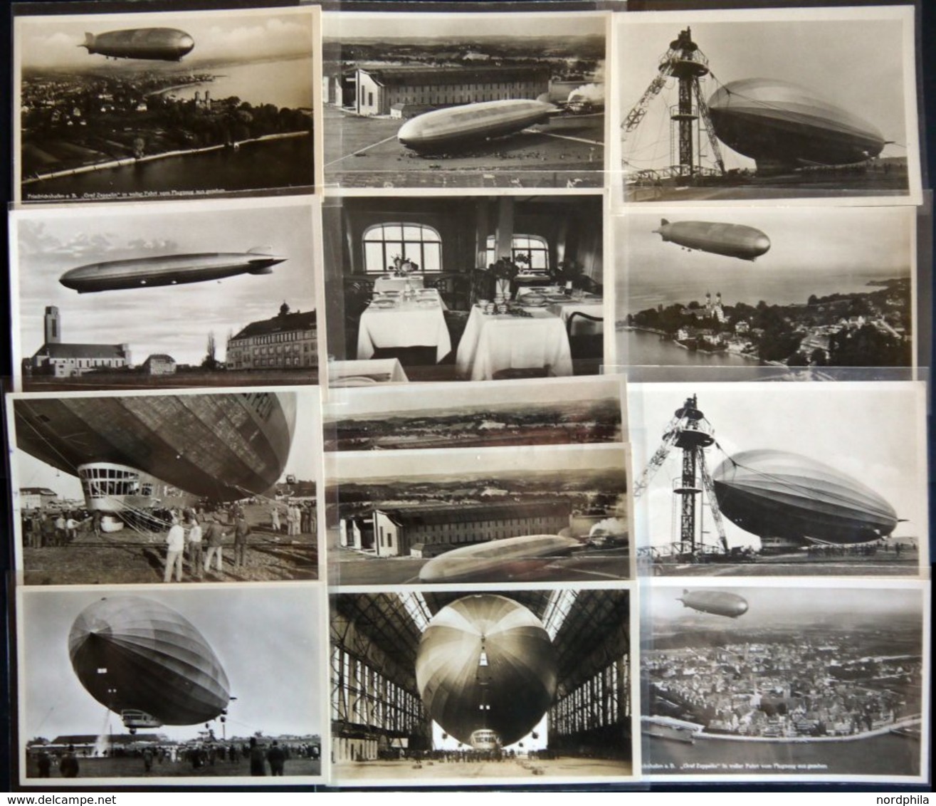 ALTE ANSICHTSKARTEN 1928/39, Zeppelin- Bzw. Luftschiffwerft Besucherstempel Auf 13 Fast Nur Verschiedenen Ansichtskarten - Altri & Non Classificati