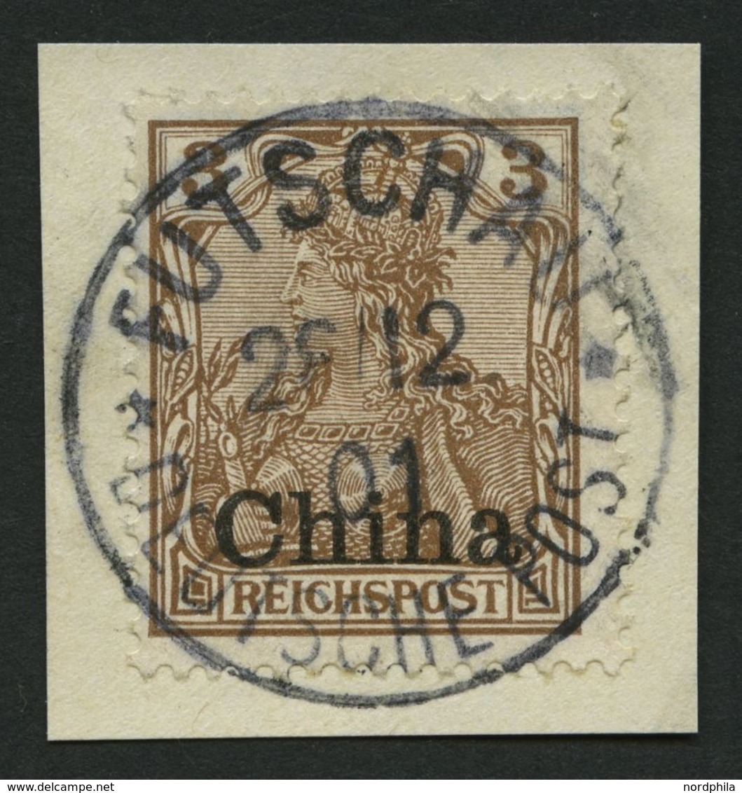 DP CHINA 15b BrfStk, 1902, 3 Pf. Dunkelorangebraun, Zentrischer Stempel FUTSCHAU, Kabinettbriefstück - China (oficinas)