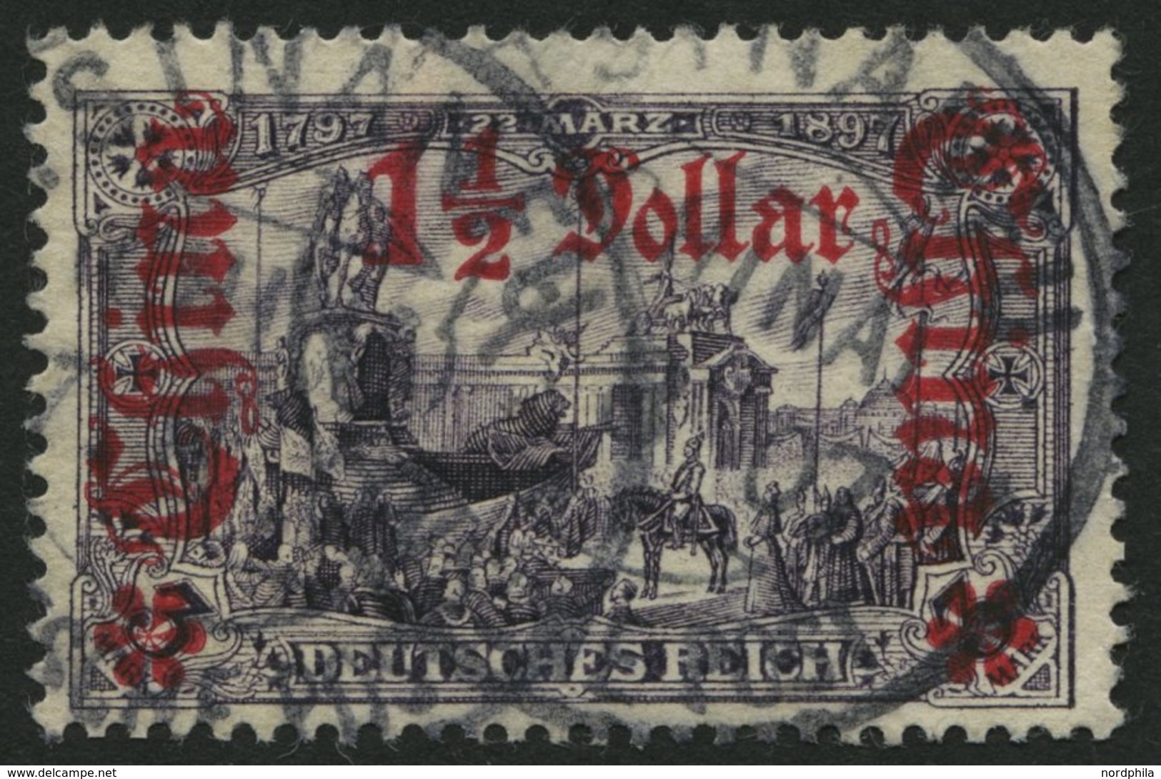 DP CHINA 36B O, 1905, 11/2 D. Auf 3 M., Ohne Wz., Gezähnt B, Pracht, Mi. 60.- - China (oficinas)