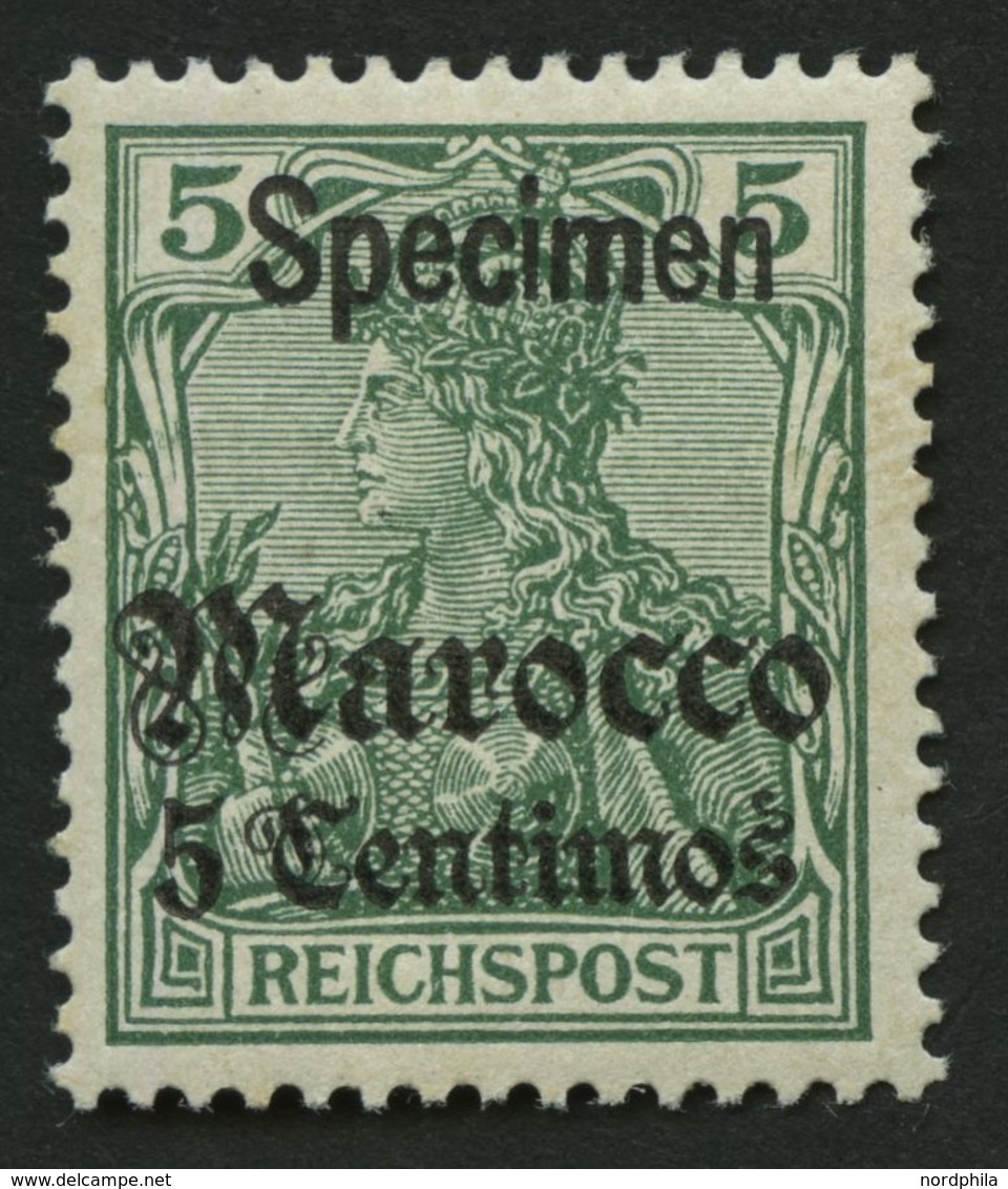 DP IN MAROKKO 20SP *, 1905, 5 C. Auf 5 Pf. Reichspost Mit Aufdruck Specimen, Falzrest, Pracht, Mi. 350.- - Morocco (offices)