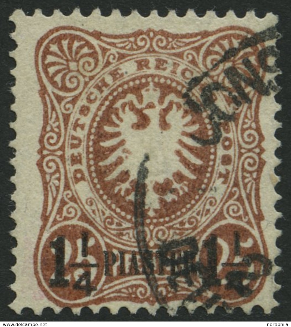 DP TÜRKEI 4b O, 1887, 11/4 PIA. Auf 25 Pf. Orangebraun, Rückseitige Schürfung Sonst Pracht, Gepr. Jäschke-L., Mi. 340.- - Turchia (uffici)