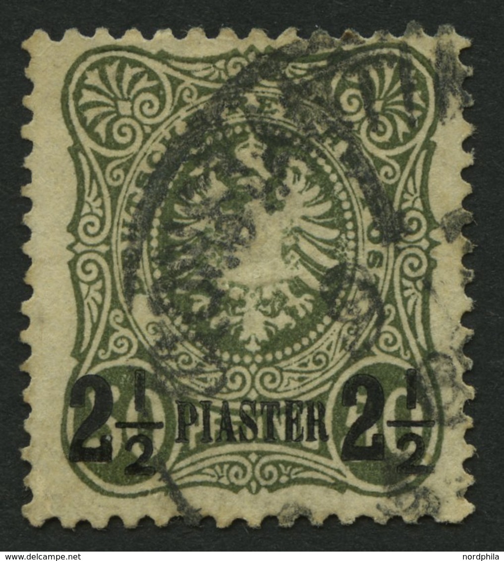 DP TÜRKEI 5b O, 1887, 21/2 PIA. Auf 50 Pf. Oliv, Feinst, Gepr. Bothe, Mi. 100.- - Turquie (bureaux)