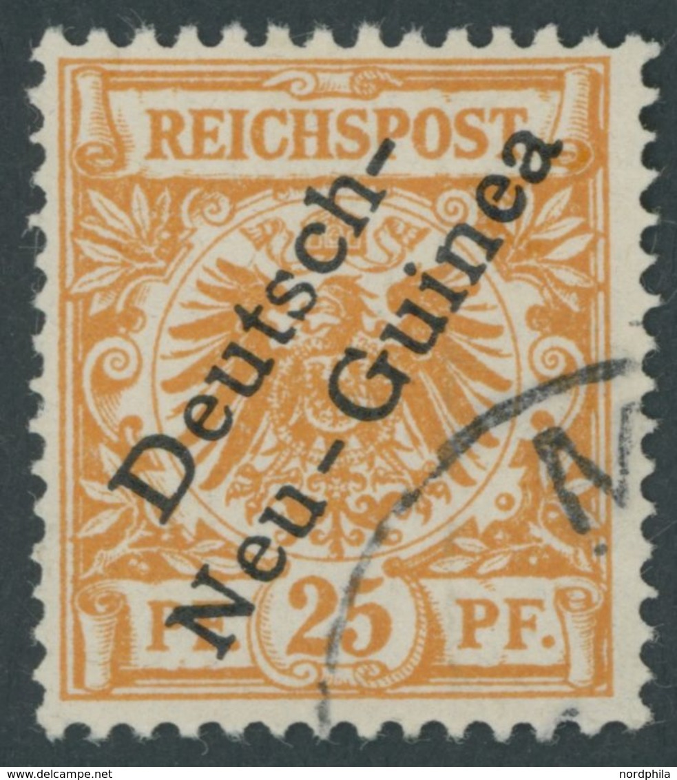 DEUTSCH-NEUGUINEA 5XIII O, 1897, 25 Pf. Gelblichorange Mit Aufdruckfehler Zweites E In Neu-Guinea Offen, Pracht, Mi. 265 - Nuova Guinea Tedesca