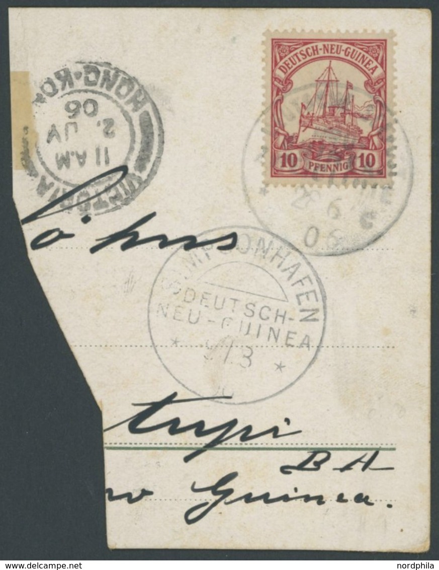 DEUTSCH-NEUGUINEA 9 BrfStk, 1906, 10 Pf. Dunkelkarminrot, Ohne Wz., Mit Seepoststempel NEU-GUINEA ZWEIGLINIE C Auf Postk - Nueva Guinea Alemana