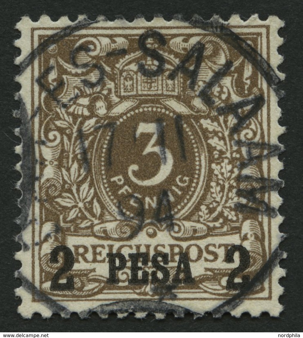 DEUTSCH-OSTAFRIKA 1I O, 1893, 2 P. Auf 3 Pf. Mittelbraun, Pracht, Gepr. Pauligk, Mi. 60.- - Africa Orientale Tedesca