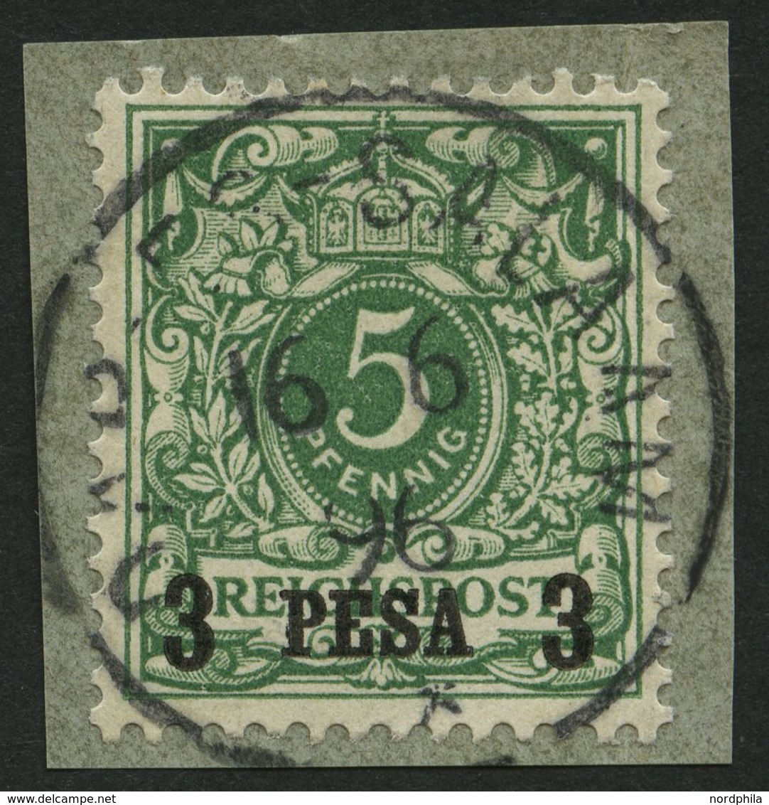 DEUTSCH-OSTAFRIKA 2I BrfStk, 1893, 3 P. Auf 5 Pf. Opalgrün, Prachtbriefstück, Mi. (60.-) - Afrique Orientale